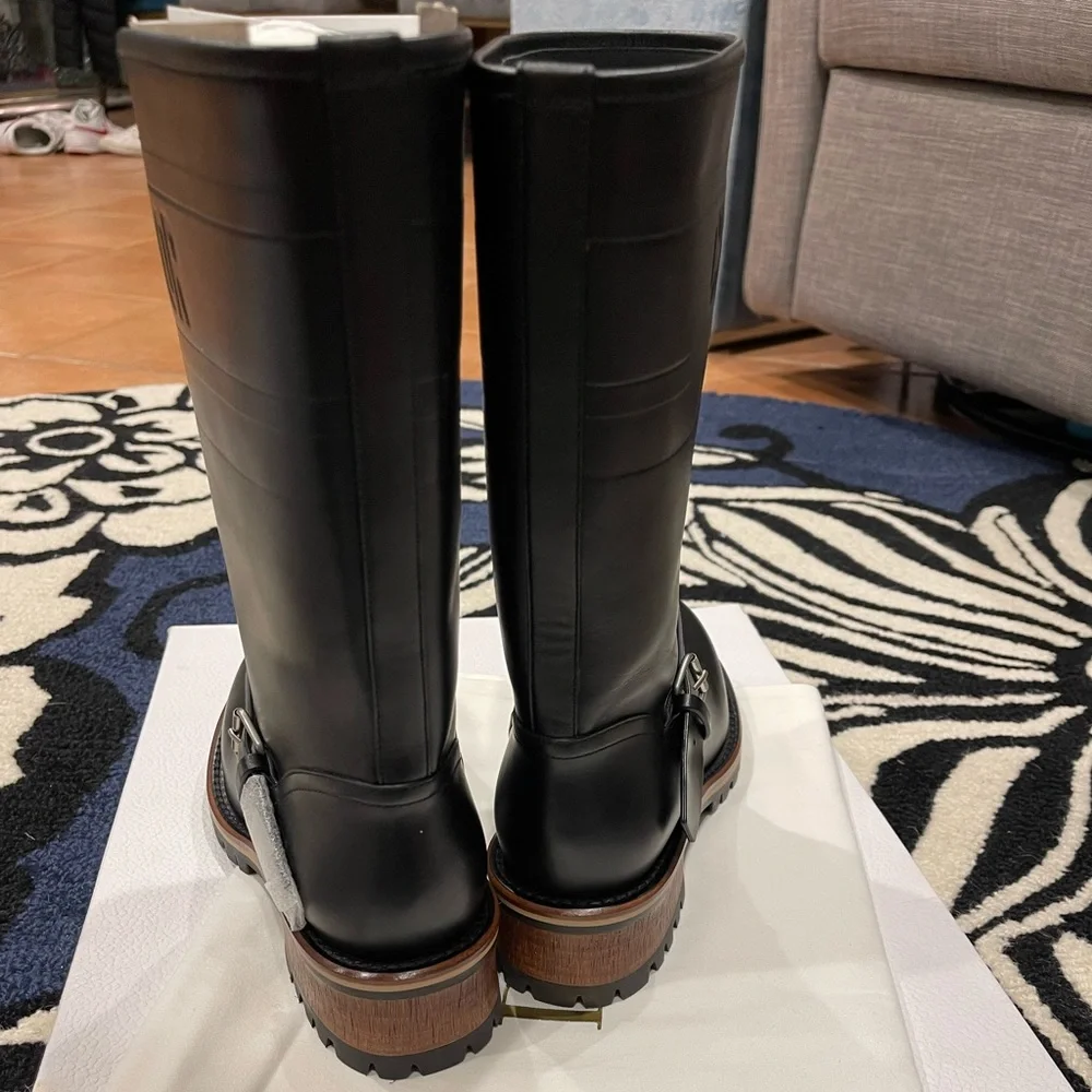 Sold! Christian Dior black embossed calfskin quest boots sz 37.5 - Picture 6 of 7